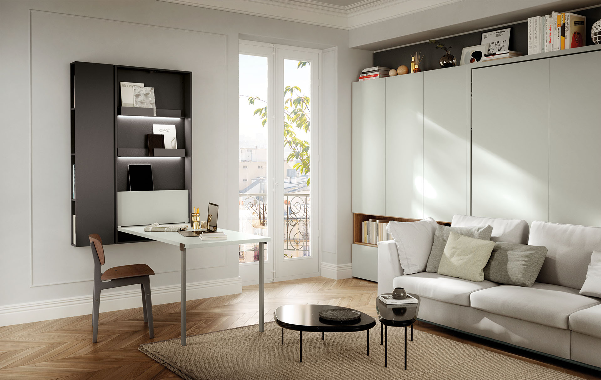 Tilting opening table / desk equipped as a workstation - Wally Office
