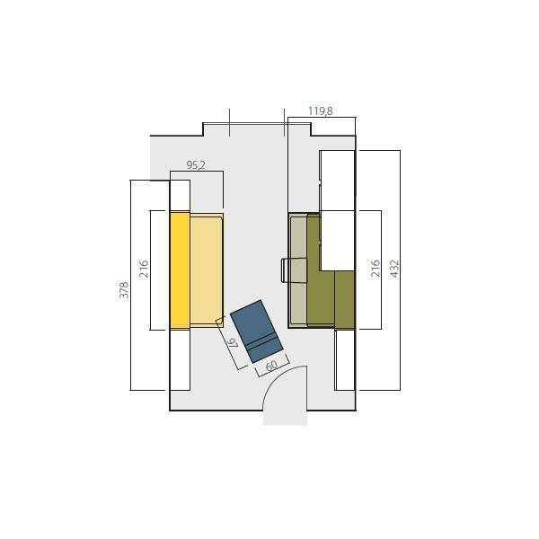 Floor plan long and narrow kids' room