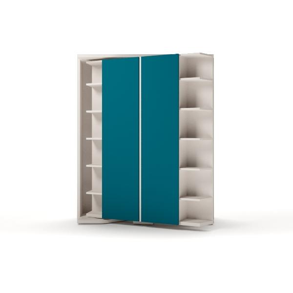 LGM 2.0 Doors Rotating Bookcase with doors and foldaway double bed