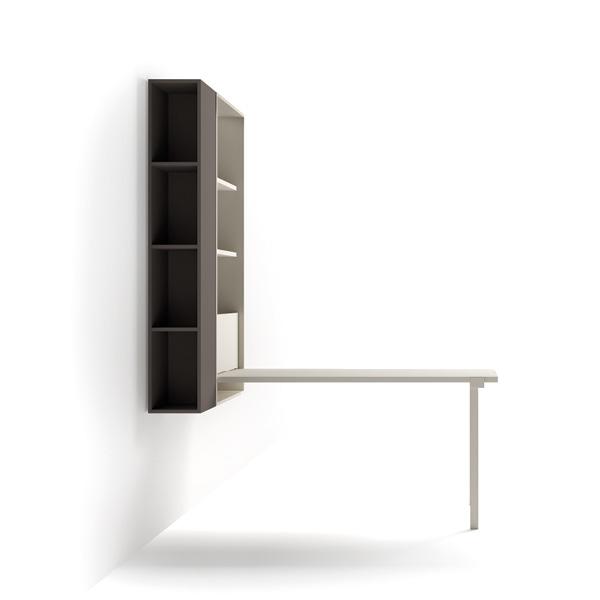 Wally Plus Wall-mounted folding desk/table with storage unit