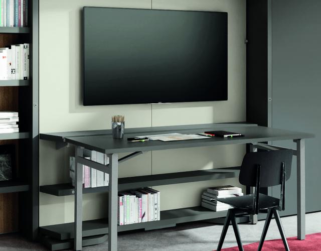 Armoire Lit LGM 2.0 TV - Acheter Lit escamotable avec table ✓ La Maison  Convertible